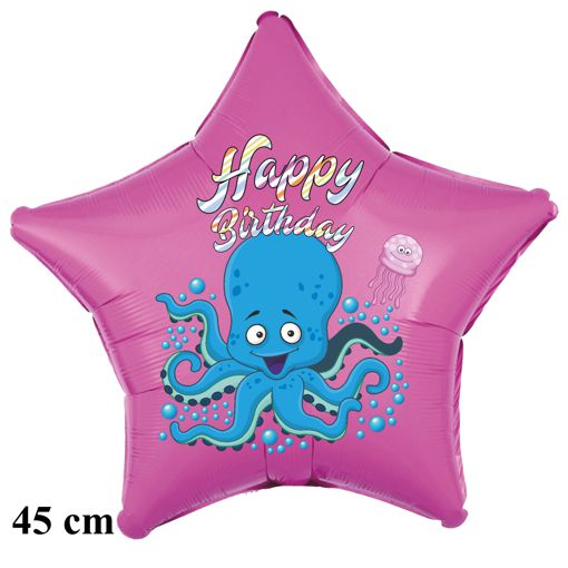 Happy Birthday Oktopus Luftballon mit Helium zum Kindergeburtstag