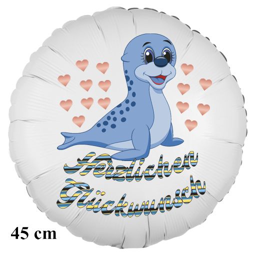 Happy Birthday Seehund Luftballon mit Helium zum Kindergeburtstag