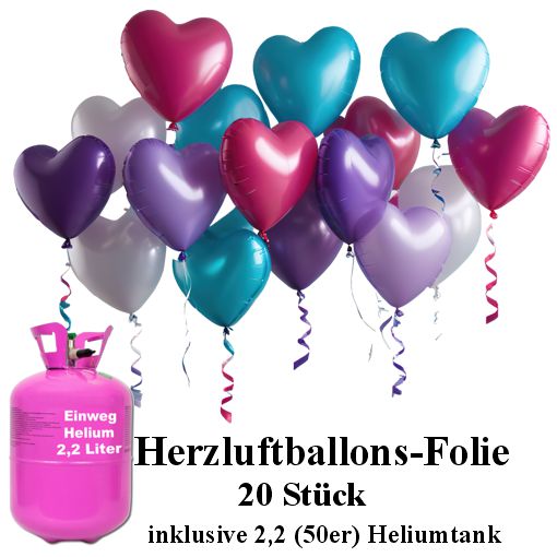 20-folien-Luftballons-Herzen-mit-Einweg-Helium-im-Set 20-folien-Luftballons-Herzen-mit-Einweg-Helium-im-Set