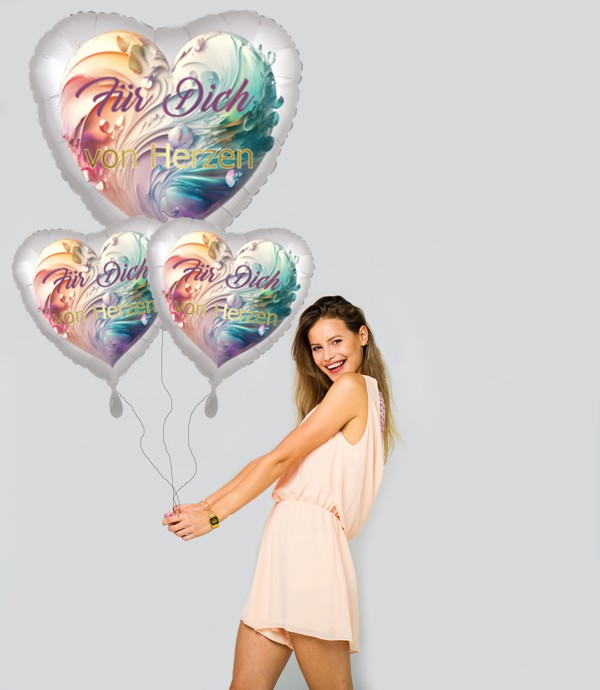 Bouquet-Valentinstag-Für Dich von Herzen-schwebende-Luftballons