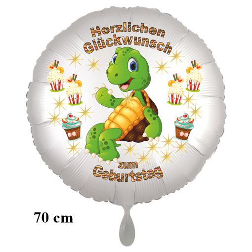Herzlichen Glückwunsch großer Luftballon mit Schildkröte befüllt  mit Helium zum Kindergeburtstag