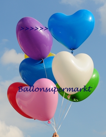 Herzluftballon blau mit Ballongas Helium, 60 cm Latex-Luftballon in Herzform, 170 cm Umfang