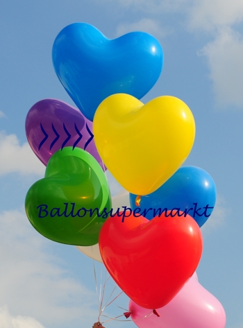 Großer Herzluftballon in Gelb, Latex-Luftballon mit Ballongas, Größe in 60 cm Durchmesser und 170 cm Umfang