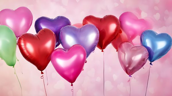 bunte Herzluftballons aus Folie