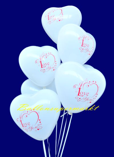 Herzluftballons, Luftballons Herzen, Herzballons Liebe, weiße Herzen
