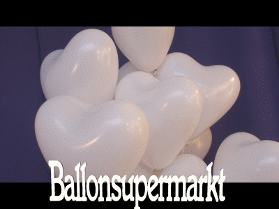 Weiße Herzluftballons mit Helium