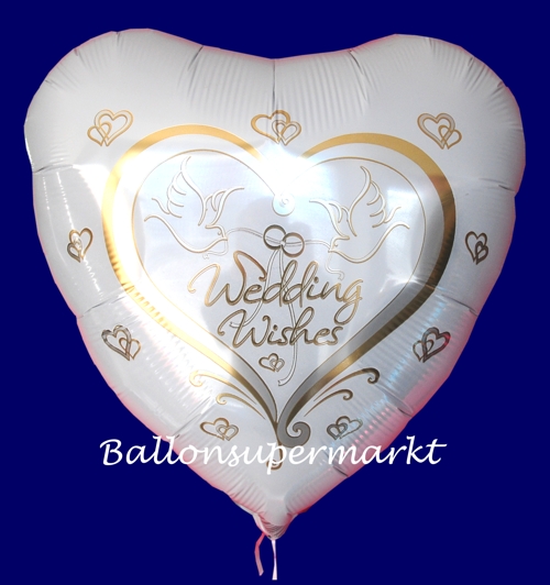 Luftballon zur Hochzeit, Folienballon Herz mit Helium, Wedding Wishes