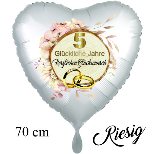 Zur Hözernen Hochzeit, Herzballon, 70cm, satin de luxe, weiss