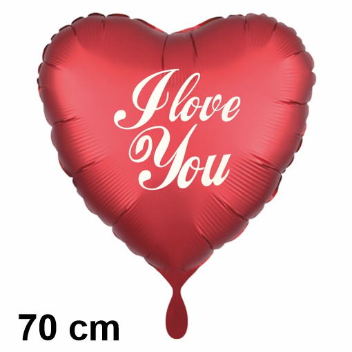 I love you. Herzluftballon aus Folie, satin de luxe, rot 43cm