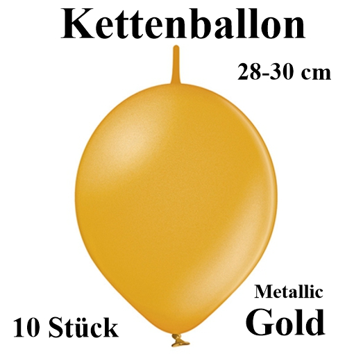 Kettenballons Gold Metallic, 10 Stück, 28-30 cm