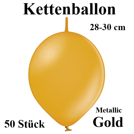 Kettenballons Gold Metallic, 50 Stück, 28-30 cm