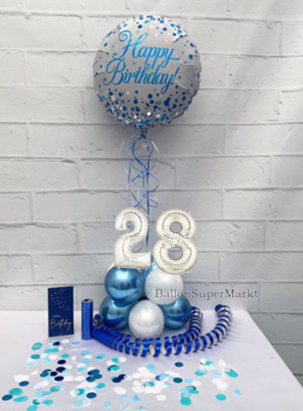 Partydeko-Set zum 28. Geburtstag in Rosegold, Happy Birthday