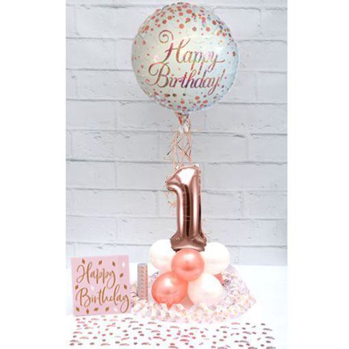 Partydeko-Set zum 1. Geburtstag in Rosegold, Happy Birthday