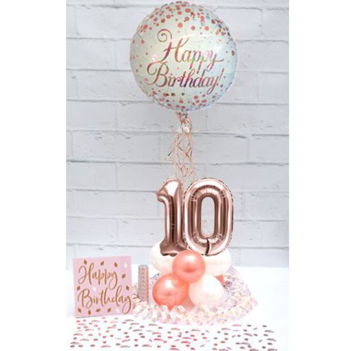 Partydeko-Set zum 10. Geburtstag in Rosegold, Happy Birthday