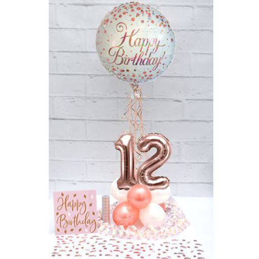 Partydeko-Set zum 12. Geburtstag in Rosegold, Happy Birthday