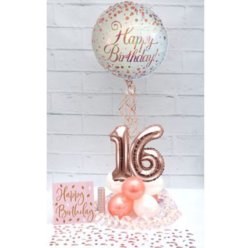 Partydeko-Set zum 16. Geburtstag in Rosegold, Happy Birthday