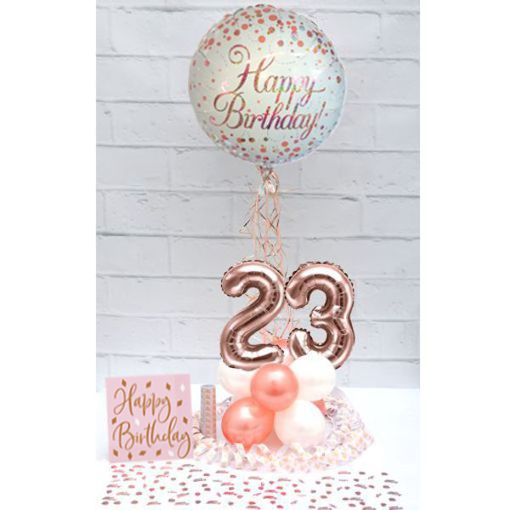 Partydeko-Set zum 23. Geburtstag in Rosegold, Happy Birthday