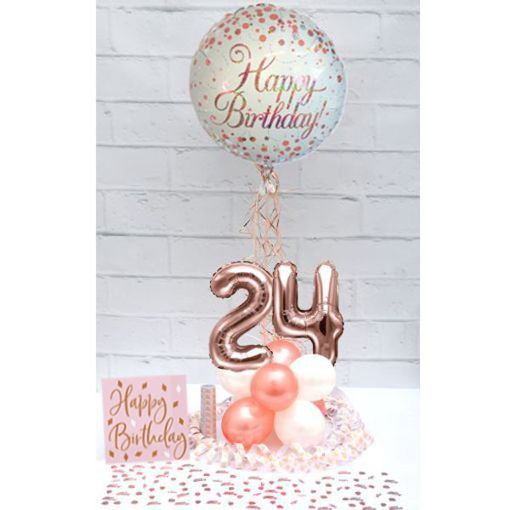 Partydeko-Set zum 24. Geburtstag in Rosegold, Happy Birthday