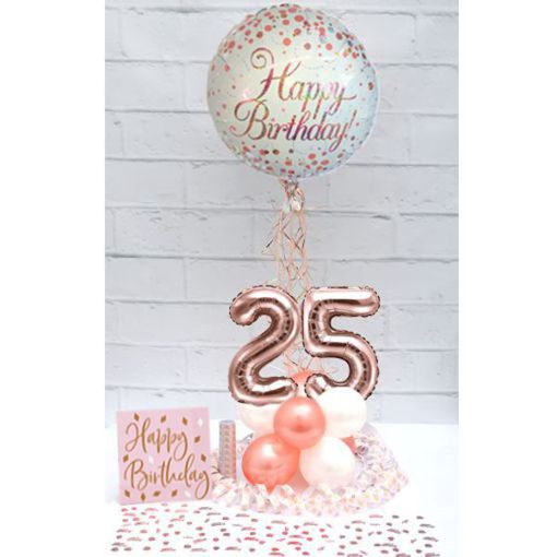 Partydeko-Set zum 25. Geburtstag in Rosegold, Happy Birthday