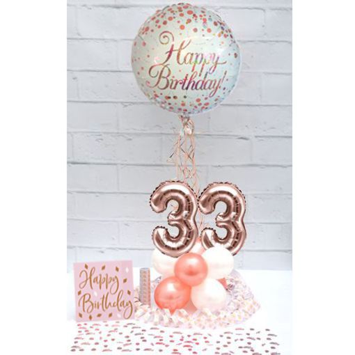 Partydeko-Set zum 33. Geburtstag in Rosegold, Happy Birthday