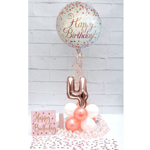 Partydeko-Set zum 4. Geburtstag in Rosegold, Happy Birthday