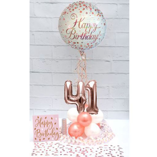 Partydeko-Set zum 41. Geburtstag in Rosegold, Happy Birthday