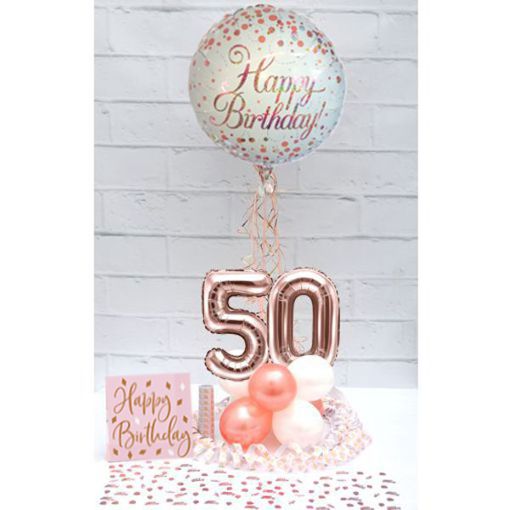 Partydeko-Set zum 50. Geburtstag in Rosegold, Happy Birthday