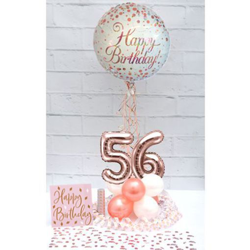 Partydeko-Set zum 56. Geburtstag in Rosegold, Happy Birthday