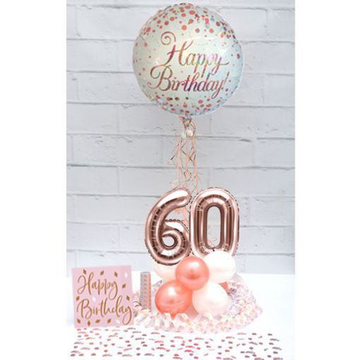 Partydeko-Set zum 60. Geburtstag in Rosegold, Happy Birthday