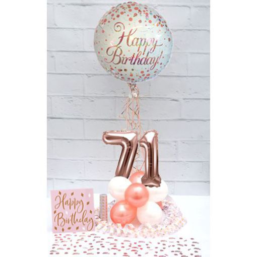 Partydeko-Set zum 71. Geburtstag in Rosegold, Happy Birthday