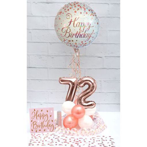 Partydeko-Set zum 72. Geburtstag in Rosegold, Happy Birthday