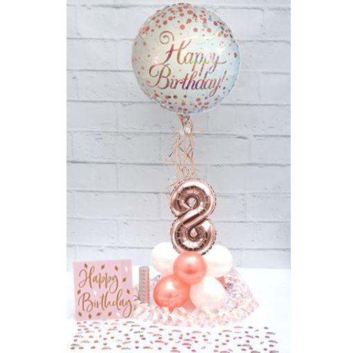 Partydeko-Set zum 8. Geburtstag in Rosegold, Happy Birthday