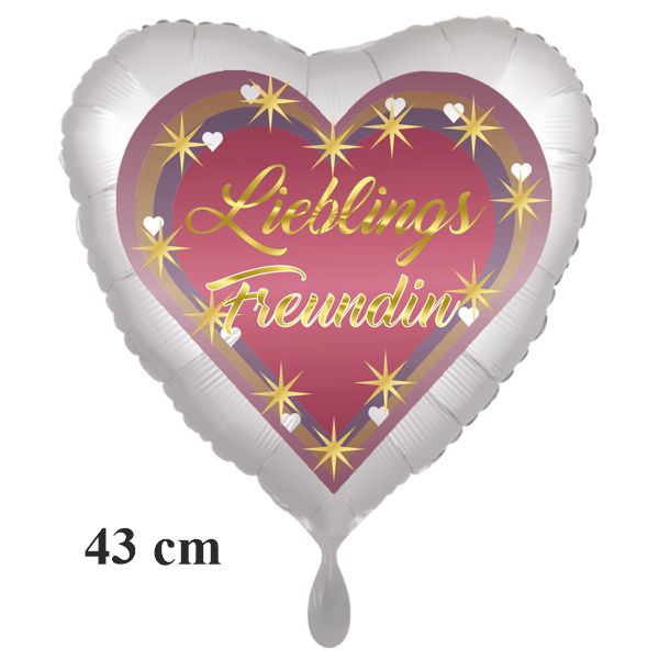 Lieblings Freundin. Herzluftballon aus Folie, 43cm, satinweiß