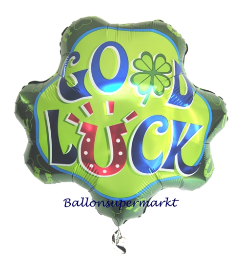 Luftballon aus Folie, Good Luck, viel Glück, Folienballon ohne Helium