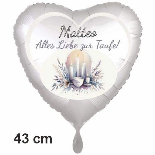 Folienballon mit Helium: Zur Taufe personalisiert mit Namen Folienballon mit Helium: Zur Taufe personalisiert mit Namen