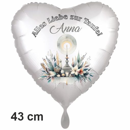 Folienballon mit Helium: Zur Taufe personalisiert mit Namen Folienballon mit Helium: Zur Taufe personalisiert mit Namen