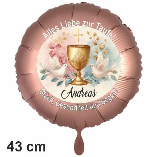 Folienballon mit Helium: Zur Taufe personalisiert mit Namen Folienballon mit Helium: Zur Taufe personalisiert mit Namen