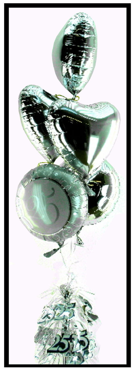 Bouquet aus Luftballons mit Ballongas, Silberne Hochzeit Dekoration