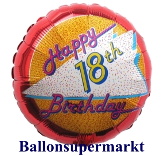 Luftballon zum 18, Geburtstag, Happy 18th Birthday mit Ballongas Helium