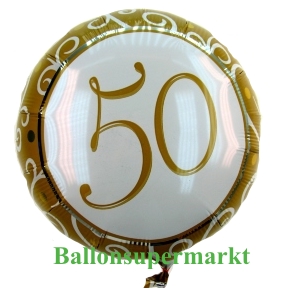Luftballon zum 50. Jubiläum, Geburtstagsballon mit Ballongas Helium