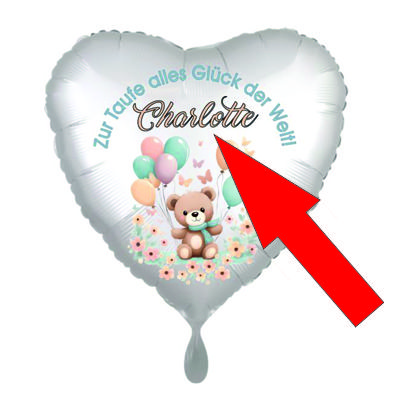 Luftballon zur Taufe mit Namen personalisiert Luftballon zur Taufe mit Namen personalisiert