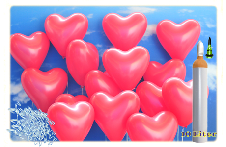 Luftballons zur Hochzeit steigen lassen, 100 rote Herzluftballons, 10 Liter Helium Ballongas, Komplett-Set