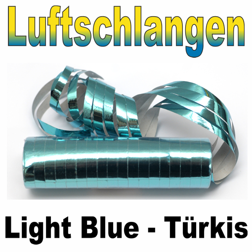 light blue-türkis metallic Luftschlangen 18 Rollen x 4,8 mm