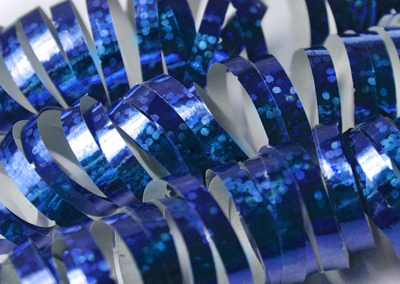 Luftschlangen Blau Metallic, holografische Effekte