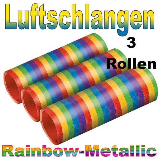 Luftschlangen Metallic in Regenbogenfarben