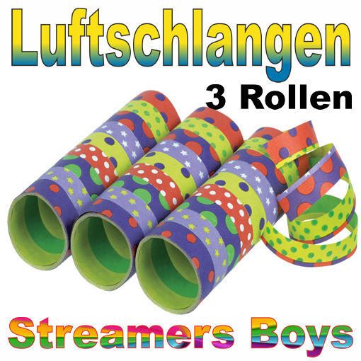 Luftschlangen Streamers Boys 3 Rollen, Kindergeburtstag Boys