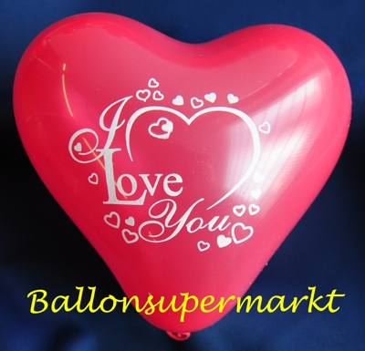 Herzluftballons Mini, Mini-Herzballons, Dekorationsballons aus Latex, Luftballons Herzen in Miniaturform, Motiv: I Love You