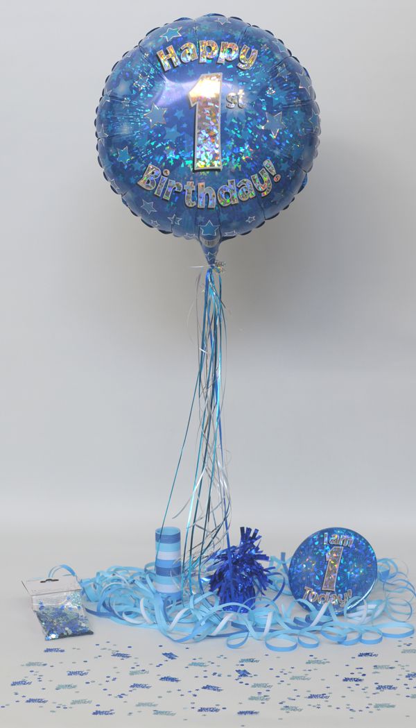 Folienballon-Geburtstag-Happy-1st-Birthday-Blau-Luftballon-Geschenk-Dekoration-zum-1-Geburtstag