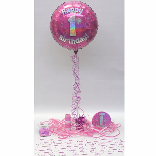 Folienballon-Geburtstag-Happy-1st-Birthday-Pink-Luftballon-Geschenk-Dekoration-zum-1-Geburtstag