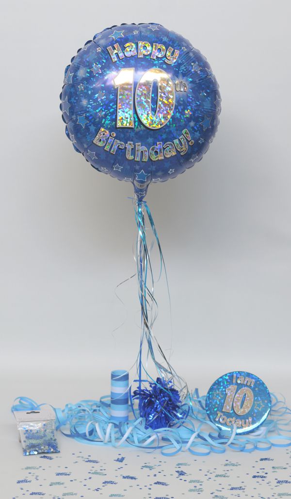 Folienballon-Geburtstag-Happy-10th-Birthday-Blau-Luftballon-Geschenk-Dekoration-zum-10-Geburtstag